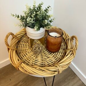 Vintage wicker basket tray wall decor